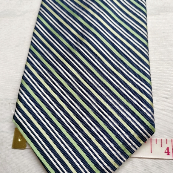 Nautica Silk Necktie Tie Blue Gray Green Stripes Preppy Made in USA - Picture 5 of 7